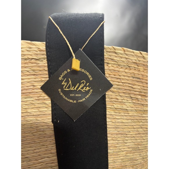 By Del Rio Sustainable Straw Tote Bag Natural Black Woven Fair Trade 00-139 - Picture 3 of 8